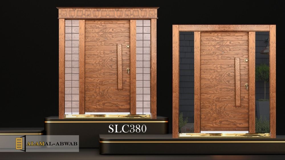 درب لابی مدرن چوب و شیشه سکوریت کد SLC380